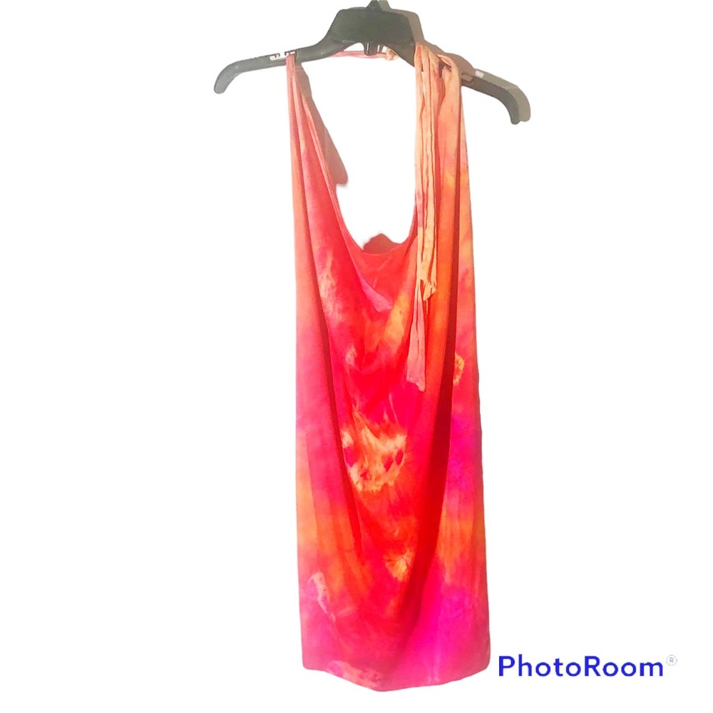 Hand dyed SILK one of a kind art to wear tequila sunrise halter dress